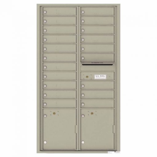 Florence Versatile Front Loading 4C Commercial Mailbox with 20 Tenant Compartments and 2 Parcel Lockers 4C16D 20 Postal Grey