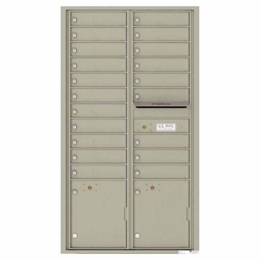 Florence Versatile Front Loading 4C Commercial Mailbox with 20 Tenant Compartments and 2 Parcel Lockers 4C16D-20 Postal Grey