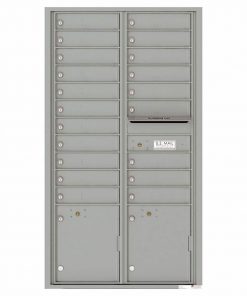 Florence Versatile Front Loading 4C Commercial Mailbox with 20 Tenant Compartments and 2 Parcel Lockers 4C16D-20 Silver Speck