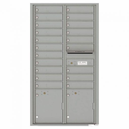 Florence Versatile Front Loading 4C Commercial Mailbox with 20 Tenant Compartments and 2 Parcel Lockers 4C16D 20 Silver Speck