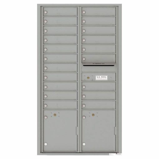 Florence Versatile Front Loading 4C Commercial Mailbox with 20 Tenant Compartments and 2 Parcel Lockers 4C16D-20 Silver Speck
