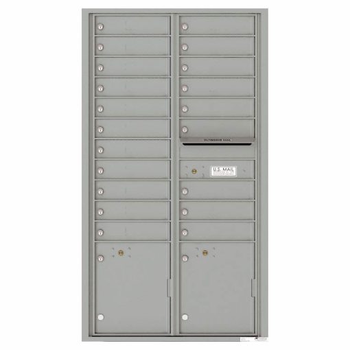 Florence Versatile Front Loading 4C Commercial Mailbox with 20 Tenant Compartments and 2 Parcel Lockers 4C16D-20 Silver Speck