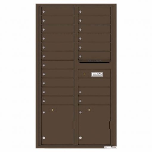 Front Loading Commercial Mailbox with 19 Tenant Compartments and 2 Parcel Lockers - Versatile Double Column Mailbox Antque Bronze