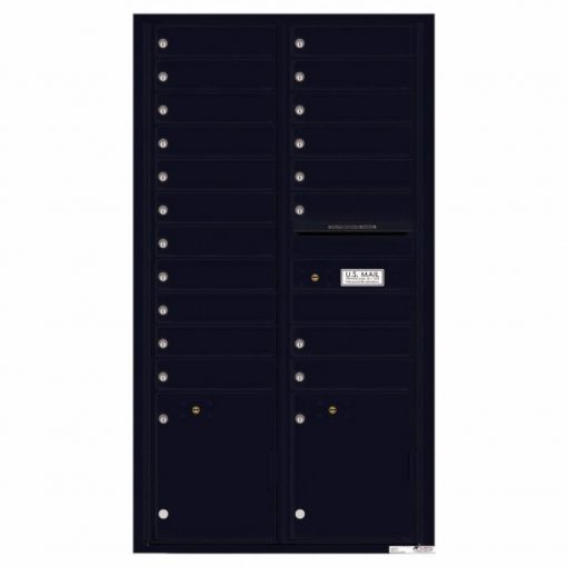 Front Loading Commercial Mailbox with 19 Tenant Compartments and 2 Parcel Lockers - Versatile Double Column Mailbox Black 4c16d-19bk