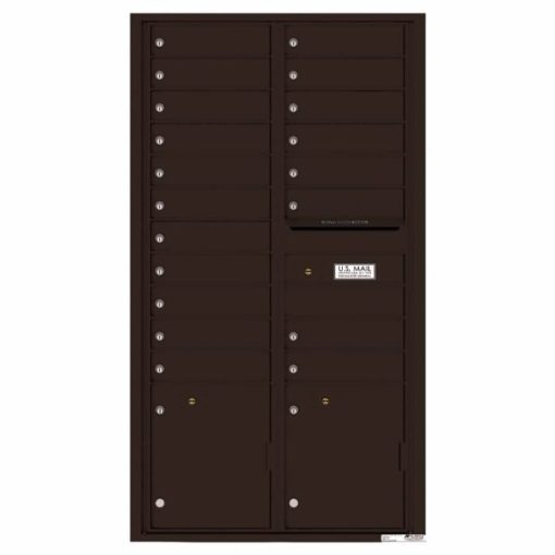 Front Loading Commercial Mailbox with 19 Tenant Compartments and 2 Parcel Lockers - Versatile Double Column Mailbox Dark Bronze 4c16d-19db