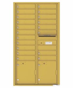 Front Loading Commercial Mailbox with 19 Tenant Compartments and 2 Parcel Lockers - Versatile Double Column Mailbox Gold Speck 4c16d-19gs