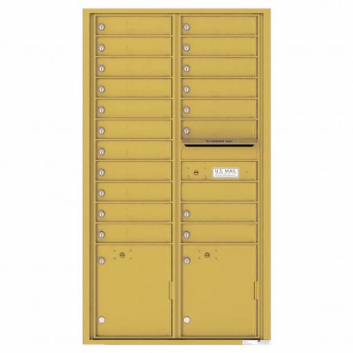 Front Loading Commercial Mailbox with 19 Tenant Compartments and 2 Parcel Lockers Versatile Double Column Mailbox Gold Speck 4c16d 19gs