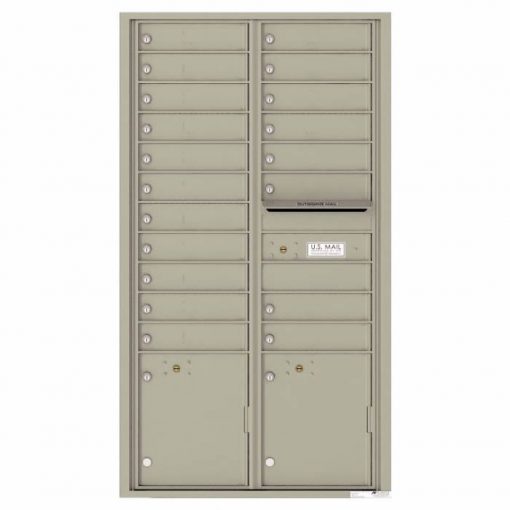 Front Loading Commercial Mailbox with 19 Tenant Compartments and 2 Parcel Lockers - Versatile Double Column Mailbox Postal Gray 4c16d-19pg