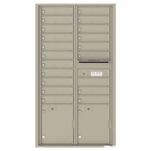 Front Loading Commercial Mailbox with 19 Tenant Compartments and 2 Parcel Lockers - Versatile Double Column Mailbox Postal Gray 4c16d-19pg