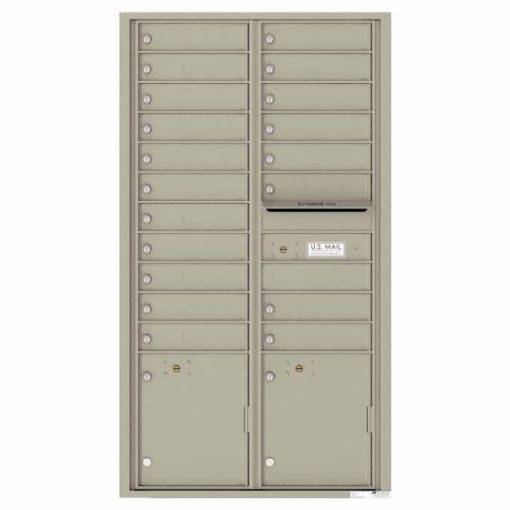 Front Loading Commercial Mailbox with 19 Tenant Compartments and 2 Parcel Lockers - Versatile Double Column Mailbox Postal Gray 4c16d-19pg