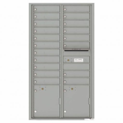 Front Loading Commercial Mailbox with 19 Tenant Compartments and 2 Parcel Lockers - Versatile Double Column Mailbox Silver Speck