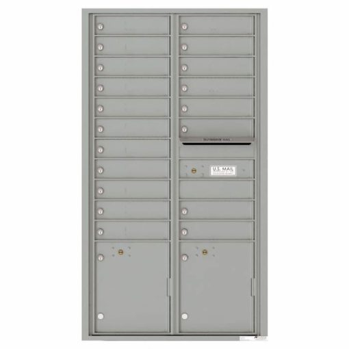 Front Loading Commercial Mailbox with 19 Tenant Compartments and 2 Parcel Lockers - Versatile Double Column Mailbox Silver Speck