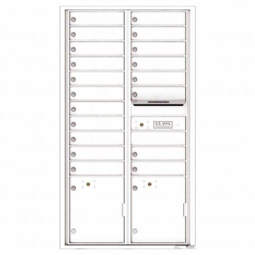 Front Loading Commercial Mailbox with 19 Tenant Compartments and 2 Parcel Lockers - Versatile Double Column Mailbox White 4c16d-19wh