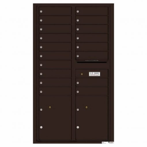 Versatile Front Loading 4C Commercial Mailbox with 18 Tenant Doors and 2 Parcel Lockers Dark Bronze