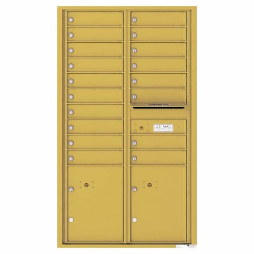 Versatile Front Loading 4C Commercial Mailbox with 18 Tenant Doors and 2 Parcel Lockers Gold Speck