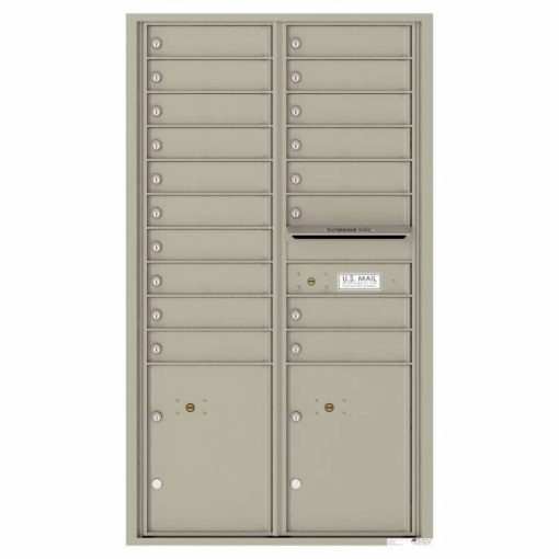 Versatile Front Loading 4C Commercial Mailbox with 18 Tenant Doors and 2 Parcel Lockers Postal Grey