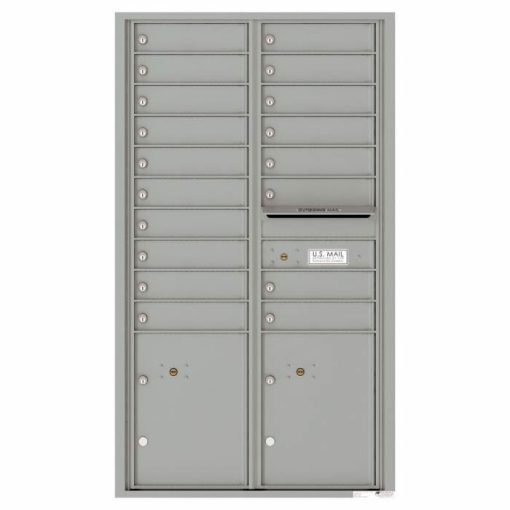 Versatile Front Loading 4C Commercial Mailbox with 18 Tenant Doors and 2 Parcel Lockers Silver Speck