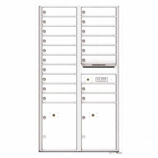 Versatile Front Loading 4C Commercial Mailbox with 18 Tenant Doors and 2 Parcel Lockers White