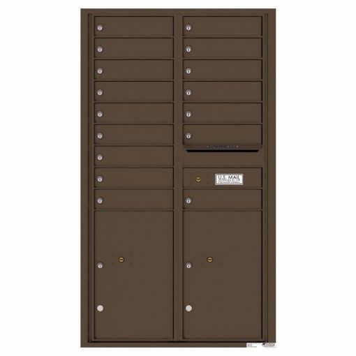 Florence Versatile Front Loading 4C Commercial Mailbox 16 Tenant Compartments with 2 Parcel Lockers Antque Bronze