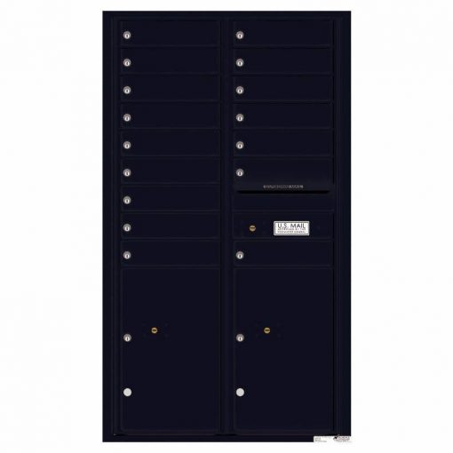 Florence Versatile Front Loading 4C Commercial Mailbox 16 Tenant Compartments with 2 Parcel Lockers Black