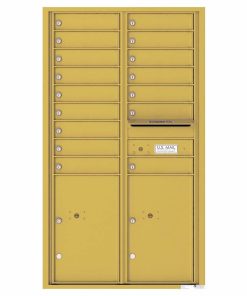 Florence Versatile Front Loading 4C Commercial Mailbox 16 Tenant Compartments with 2 Parcel Lockers Gold Speck