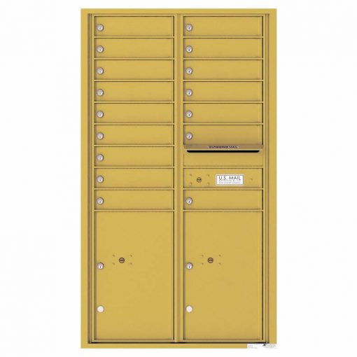 Florence Versatile Front Loading 4C Commercial Mailbox 16 Tenant Compartments with 2 Parcel Lockers Gold Speck
