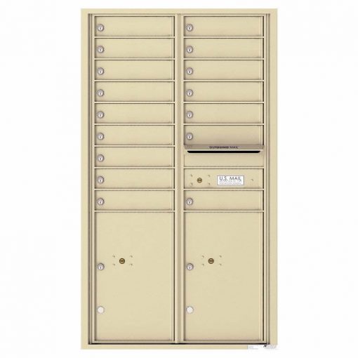 Florence Versatile Front Loading 4C Commercial Mailbox 16 Tenant Compartments with 2 Parcel Lockers Sandstone