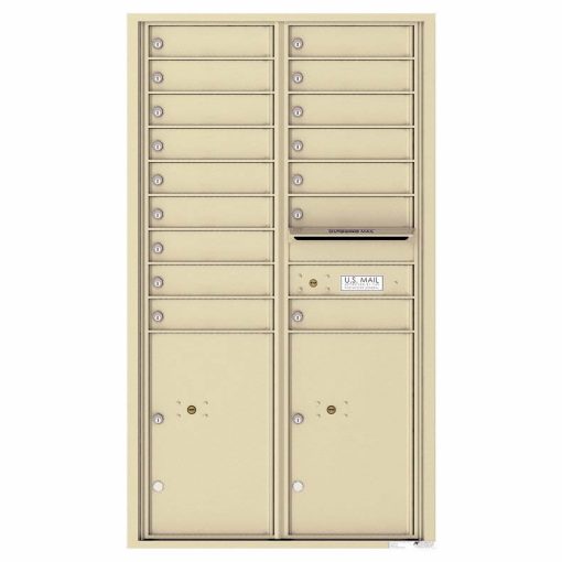 Florence Versatile Front Loading 4C Commercial Mailbox 16 Tenant Compartments with 2 Parcel Lockers Sandstone