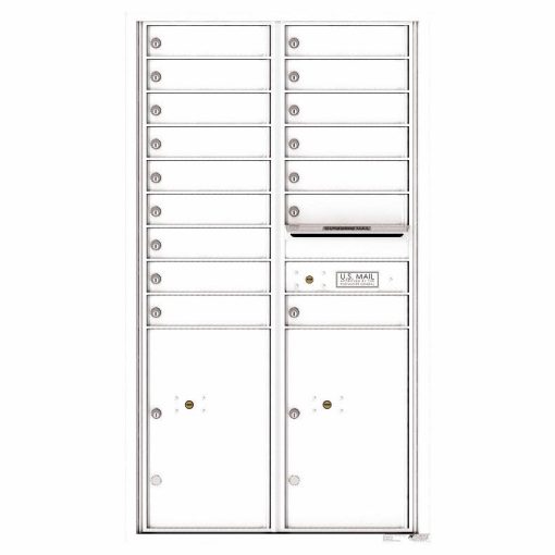 Florence Versatile Front Loading 4C Commercial Mailbox 16 Tenant Compartments with 2 Parcel Lockers White
