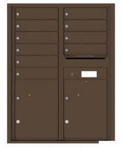 Florence Versatile Front Loading 4C Commercial Mailbox with 10 Tenant Compartments and 2 Parcel Lockers 4C11D-10 Antique Bronze