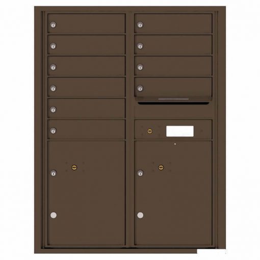 Florence Versatile Front Loading 4C Commercial Mailbox with 10 Tenant Compartments and 2 Parcel Lockers 4C11D-10 Antique Bronze
