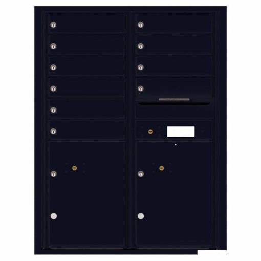 Florence Versatile Front Loading 4C Commercial Mailbox with 10 Tenant Compartments and 2 Parcel Lockers 4C11D-10 Black