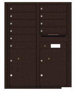 Florence Versatile Front Loading 4C Commercial Mailbox with 10 Tenant Compartments and 2 Parcel Lockers 4C11D-10 Dark Bronze