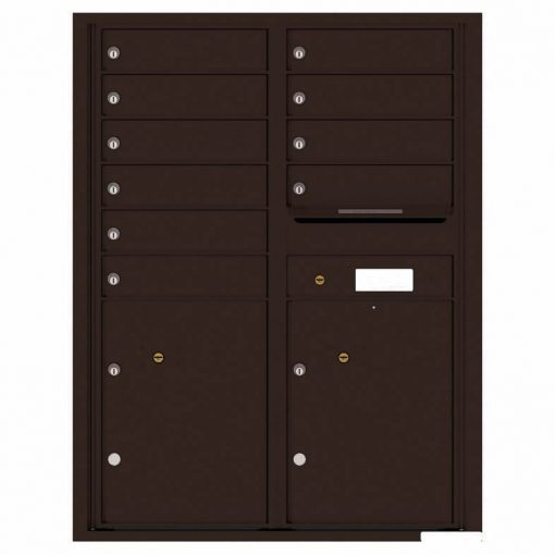 Florence Versatile Front Loading 4C Commercial Mailbox with 10 Tenant Compartments and 2 Parcel Lockers 4C11D 10 Dark Bronze