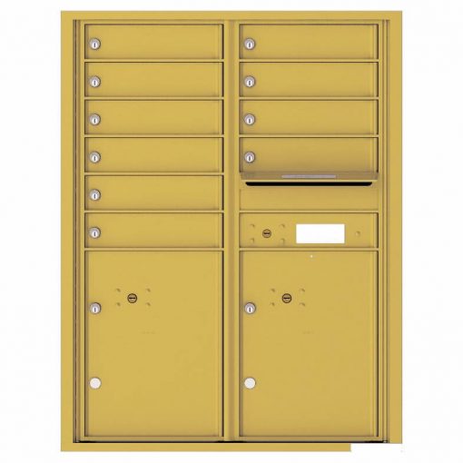 Florence Versatile Front Loading 4C Commercial Mailbox with 10 Tenant Compartments and 2 Parcel Lockers 4C11D-10 Gold Speck