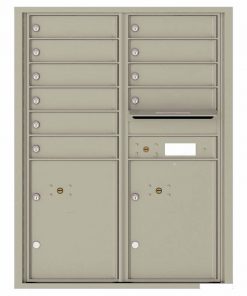Florence Versatile Front Loading 4C Commercial Mailbox with 10 Tenant Compartments and 2 Parcel Lockers 4C11D-10 Postal Grey