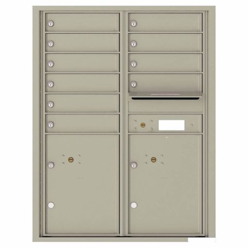 Florence Versatile Front Loading 4C Commercial Mailbox with 10 Tenant Compartments and 2 Parcel Lockers 4C11D-10 Postal Grey