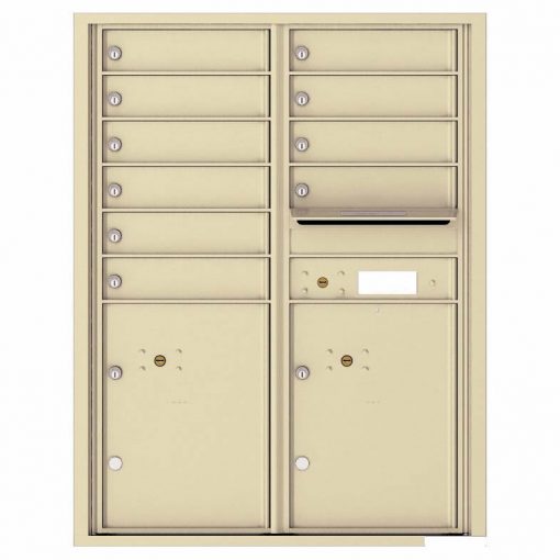 Florence Versatile Front Loading 4C Commercial Mailbox with 10 Tenant Compartments and 2 Parcel Lockers 4C11D 10 Sandstone