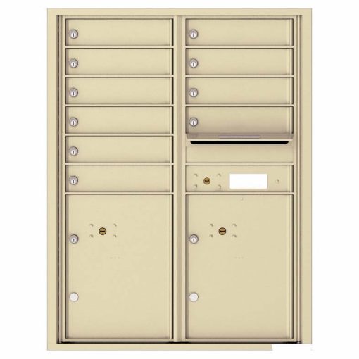 Florence Versatile Front Loading 4C Commercial Mailbox with 10 Tenant Compartments and 2 Parcel Lockers 4C11D-10 Sandstone