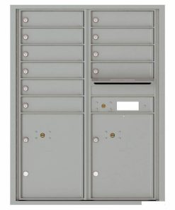 Florence Versatile Front Loading 4C Commercial Mailbox with 10 Tenant Compartments and 2 Parcel Lockers 4C11D-10 Silver Speck