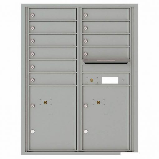 Florence Versatile Front Loading 4C Commercial Mailbox with 10 Tenant Compartments and 2 Parcel Lockers 4C11D 10 Silver Speck