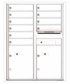 Florence Versatile Front Loading 4C Commercial Mailbox with 10 Tenant Compartments and 2 Parcel Lockers 4C11D-10 White