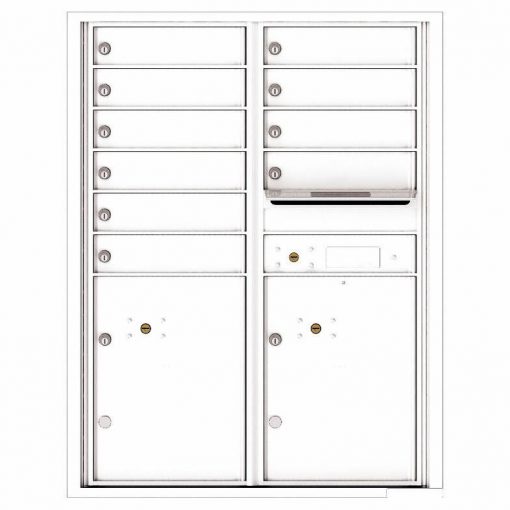 Florence Versatile Front Loading 4C Commercial Mailbox with 10 Tenant Compartments and 2 Parcel Lockers 4C11D 10 White