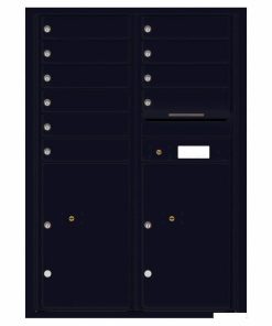 Florence Versatile Front Loading 4C Commercial Mailbox with 10 Tenant Compartments and 2 Parcel Lockers 4C12D-10 Black