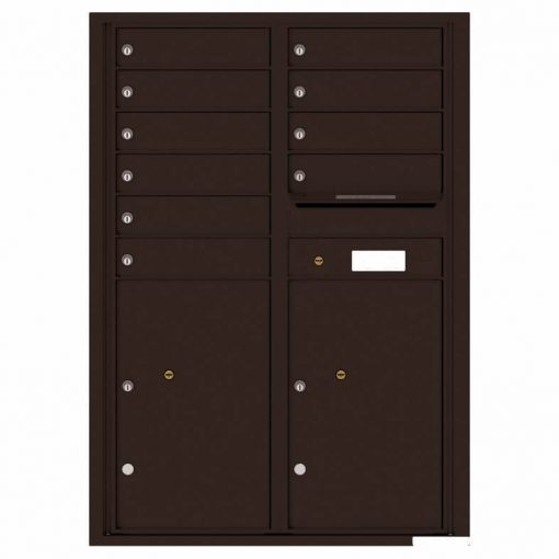 Florence Versatile Front Loading 4C Commercial Mailbox with 10 Tenant Compartments and 2 Parcel Lockers 4C12D 10 Dark Bronze