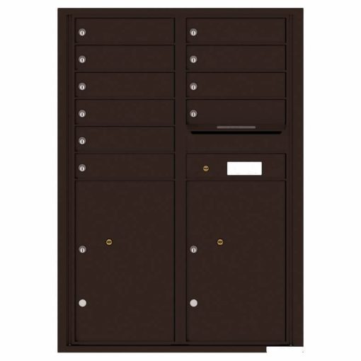 Florence Versatile Front Loading 4C Commercial Mailbox with 10 Tenant Compartments and 2 Parcel Lockers 4C12D-10 Dark Bronze