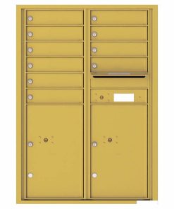 Florence Versatile Front Loading 4C Commercial Mailbox with 10 Tenant Compartments and 2 Parcel Lockers 4C12D-10 Gold Speck