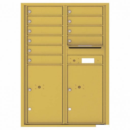 Florence Versatile Front Loading 4C Commercial Mailbox with 10 Tenant Compartments and 2 Parcel Lockers 4C12D-10 Gold Speck