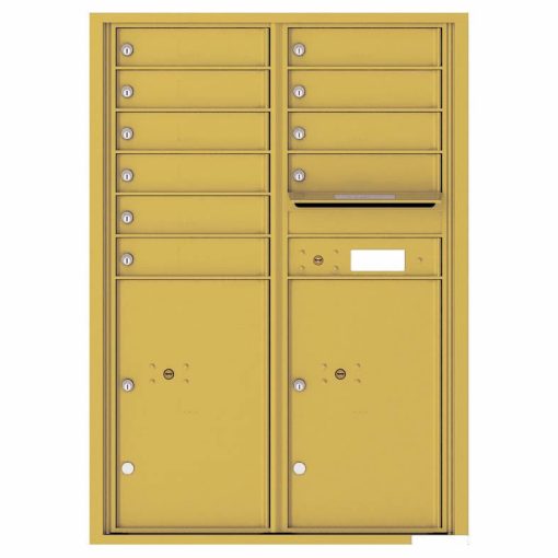 Florence Versatile Front Loading 4C Commercial Mailbox with 10 Tenant Compartments and 2 Parcel Lockers 4C12D-10 Gold Speck