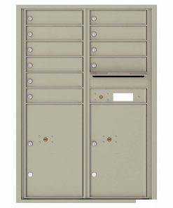 Florence Versatile Front Loading 4C Commercial Mailbox with 10 Tenant Compartments and 2 Parcel Lockers 4C12D-10 Postal Grey